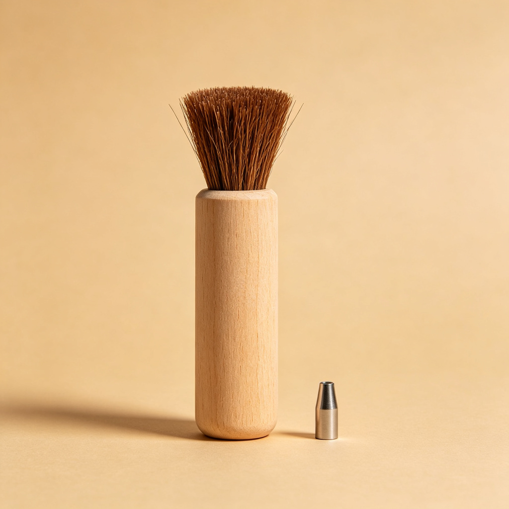 Group head cleaning brush with wooden handle